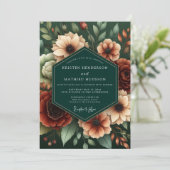 Hunter Rust Moody Bloom Wedding Einladung (Stehend Vorderseite)