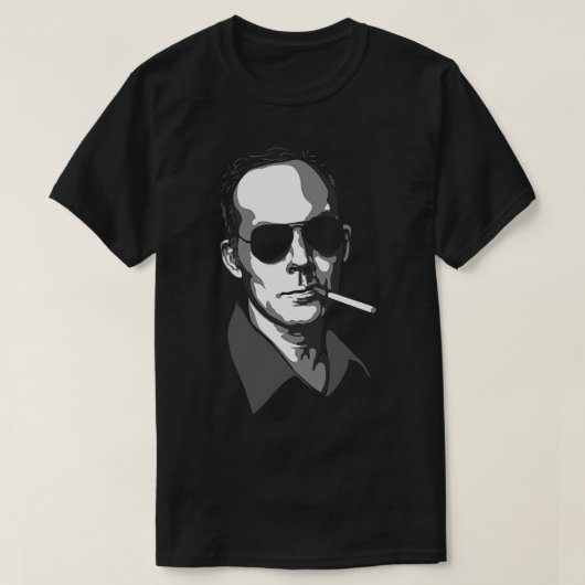 Hunter S Thompson Graustufen T-Shirt (Design vorne)
