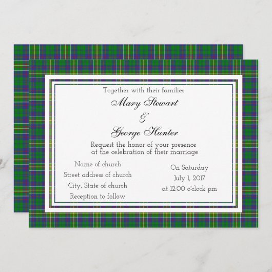 Hunter Scottish Wedding Einladung (Vorne/Hinten)