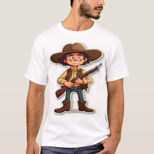 Hunter Spirit - Cartoon Gunman Graphic T-Shirt (Vorderseite)