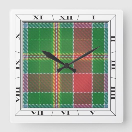 Hunter Tartan Wall Clock Quadratische Wanduhr (Vorderseite)