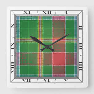 Hunter Tartan Wall Clock Quadratische Wanduhr