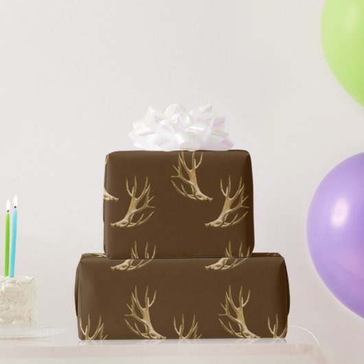 Hunter Theme Deer Antlers Dark Brown Geschenkwrap Geschenkpapier (Partygeschenke)