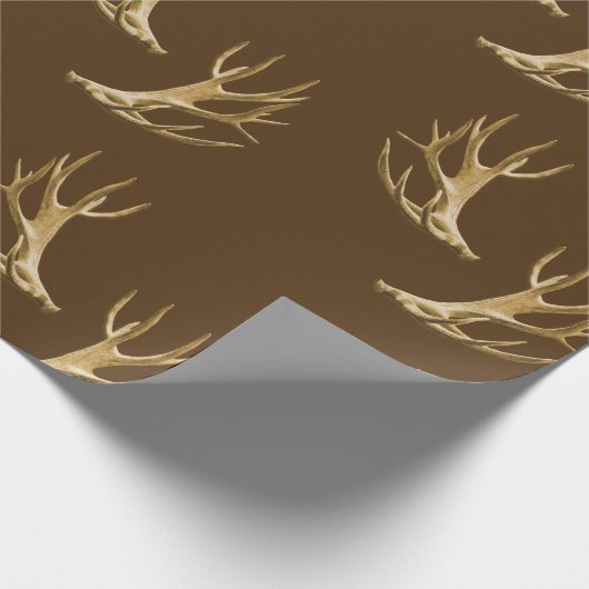 Hunter Theme Deer Antlers Dark Brown Geschenkwrap Geschenkpapier (Ecke)