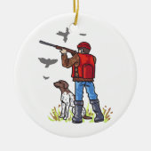 HUNTER UND HUND KERAMIK ORNAMENT (Vorne)