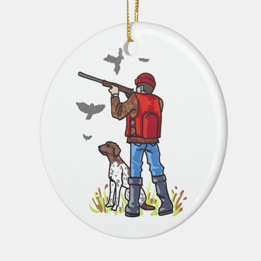 HUNTER UND HUND KERAMIK ORNAMENT (Links)