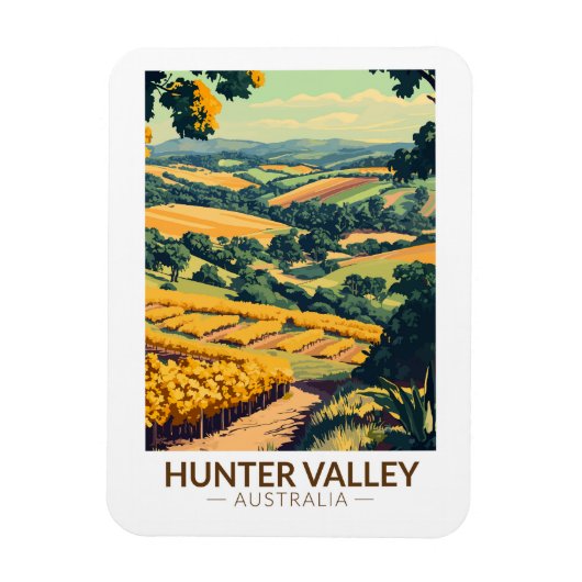 Hunter Valley Australia Illustration Travel Art Magnet (Vertikal)