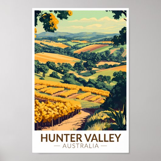 Hunter Valley Australia Illustration Travel Art Poster (Vorne)