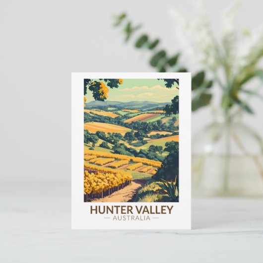 Hunter Valley Australia Illustration Travel Art Postkarte (Stehend Vorderseite)