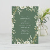 Hunter White Rose Hochzeit Einladung (Stehend Vorderseite)