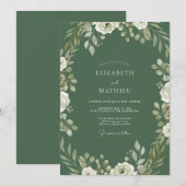 Hunter White Rose Hochzeit Einladung (Vorne/Hinten)