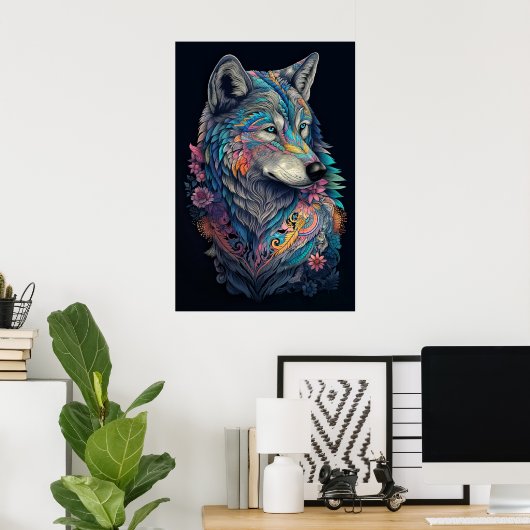 Hunter Wolf Illustration Poster (Heimbüro)