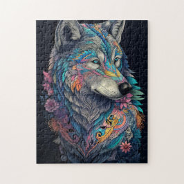 Hunter Wolf Illustration Puzzle
