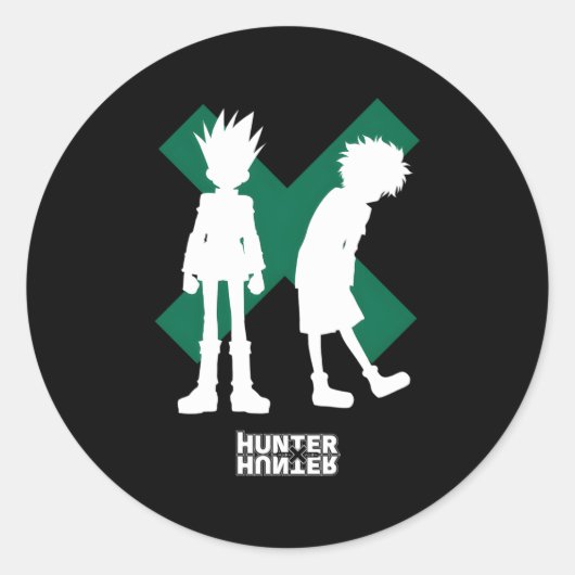 Hunter X Junter Gon Freecss und UA-Silhouetten Runder Aufkleber (Vorderseite)