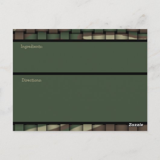Hunter's Camouflage-Rezept Postkarte (Rückseite)