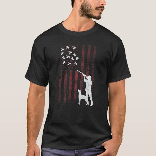 Hunters Distressed Patriotic American USA Flag Duc T-Shirt (Vorderseite)