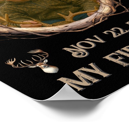 Hunter's First Deer Rustic Woodsy Milestone Poster (Ecke)