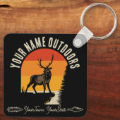 Hunting ADD NAME Outdoors Deer Elk Wilderness Camp Schlüsselanhänger (Rückseite)