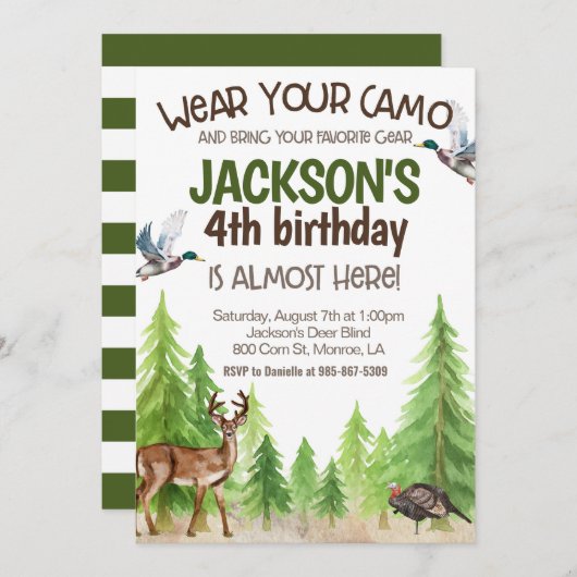 Hunting Birthday Invitation ANY AGE Einladung (Vorne/Hinten)