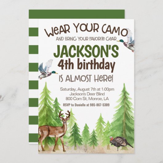 Hunting Birthday Invitation ANY AGE Einladung (Vorne/Hinten)