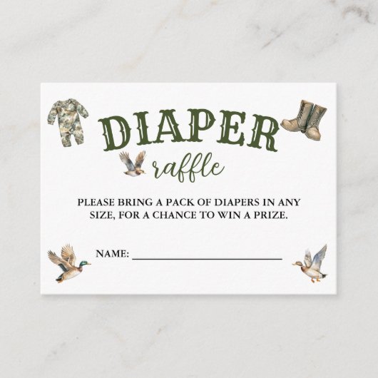Hunting Boy Baby Shower Diaper Raffle Begleitkarte (Vorderseite)