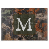 Hunting Camo Hunters Monogram Glass Cutting Board Schneidebrett (Vorderseite)