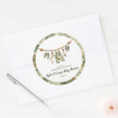 Hunting Clothesline Camo Boy Baby Shower Runder Aufkleber (Umschlag)