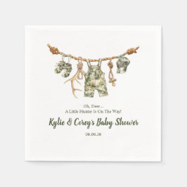 Hunting Clothesline Camo Boy Baby Shower Serviette