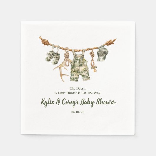 Hunting Clothesline Camo Boy Baby Shower Serviette (Vorderseite)