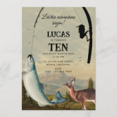 Hunting Fishing Adventure Begins Kids Birthday Einladung (Vorderseite)