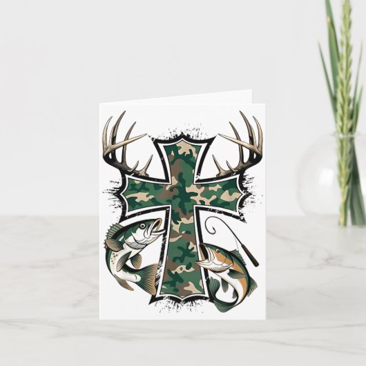 Hunting Fishing Faith - Christian Hunter Fisherman Karte (Vorderseite)