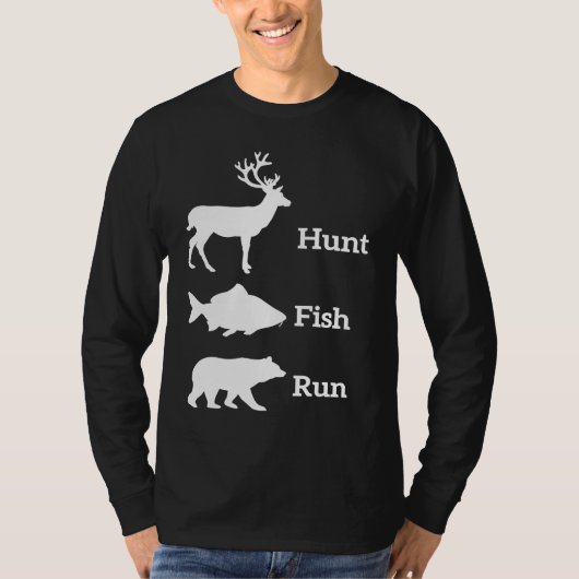 Hunting Fishing Hunt Fish Run Bear T-Shirt (Vorderseite)