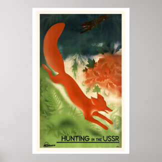 Hunting in the USSR Soviet Era Vintage Travel Poster