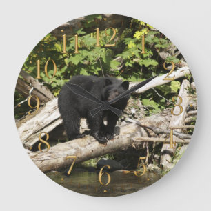 Hunting Wild Black Bear Wildlife Photo Wall Clock Große Wanduhr