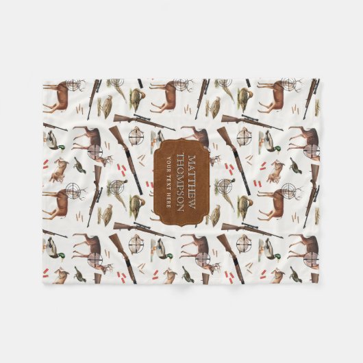 Hunting Wildlife Outdoorsman Pattern Fleecedecke (Vorderseite (Horizontal))