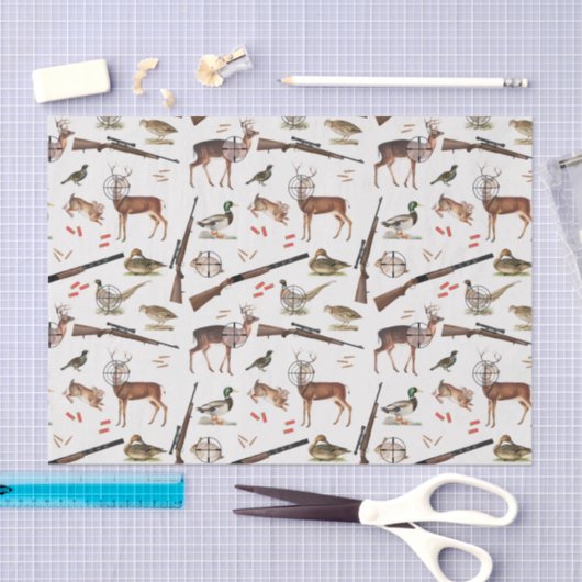 Hunting Wildlife Outdoorsman Pattern Seidenpapier (Handwerk)
