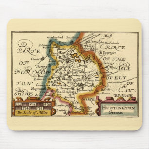 Huntingdonshire Landkreis England Alte antike Kart Mousepad