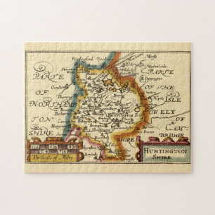 Huntingdonshire Landkreis England Alte antike Kart Puzzle