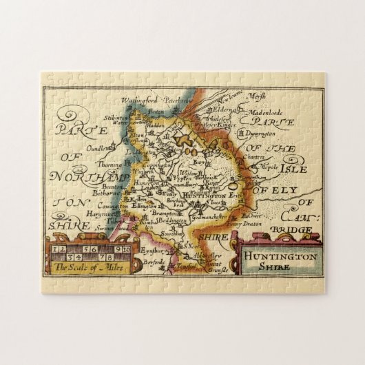 Huntingdonshire Landkreis England Alte antike Kart Puzzle (Horizontal)