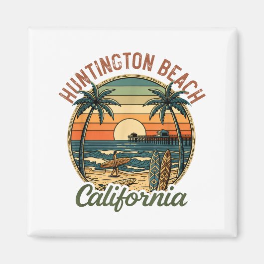 Huntington Beach California Los Angeles Surfer Vin Magnet (Vorne)