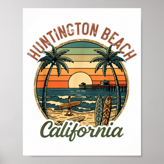Huntington Beach California Los Angeles Surfer Vin Poster (Vorne)