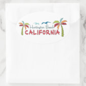Huntington Beach California Palmen Ovaler Aufkleber (Tasche)