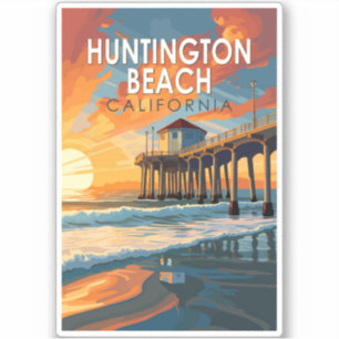 Huntington Beach California Reisen Vintag Aufkleber