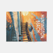 Huntington Beach California Reisen Vintag Fleecedecke (Vorderseite (Horizontal))