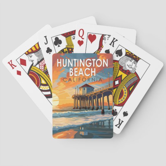 Huntington Beach California Reisen Vintag Spielkarten (Rückseite)