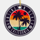 Huntington Beach California Retro Palm Trees 60er Keramik Ornament (Vorne)