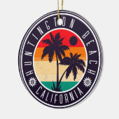 Huntington Beach California Retro Palm Trees 60er Keramik Ornament (Links)