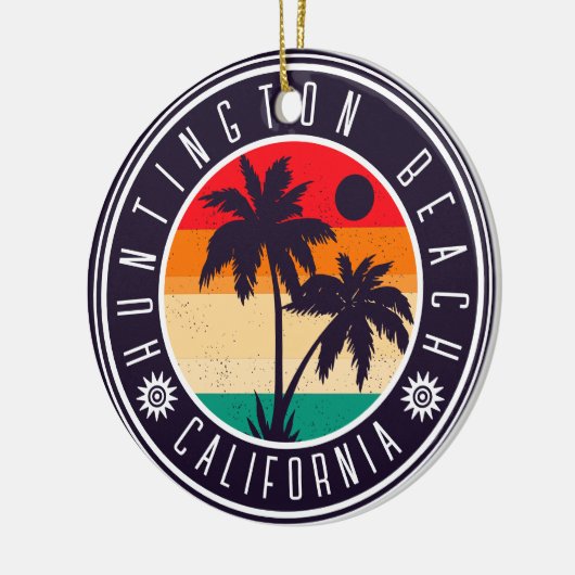 Huntington Beach California Retro Palm Trees 60er Keramik Ornament (Links)