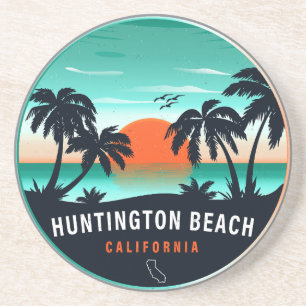 Huntington Beach California Retro-Sonnenuntergang- Getränkeuntersetzer