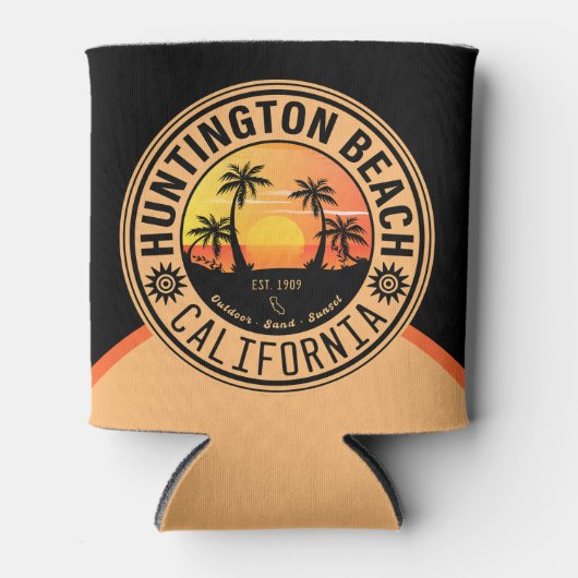 Huntington Beach California Retro Sunset 60er Dosenkühler (Vorderseite)